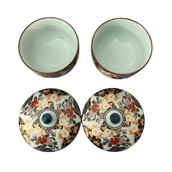 Arita Ware Floral Porcelain Tea Cup & Lid | Trinket Jars Made In Japan-Set of 2 - Picture 5 of 11